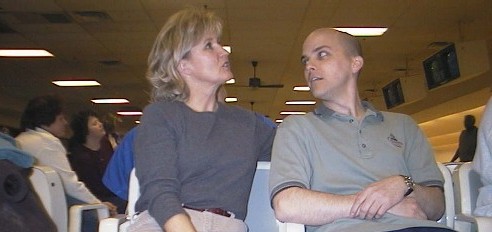 Patty and Brett at the bowling alley