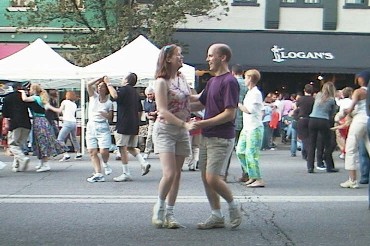 Bethany and Brett dancing at Swingin on Main