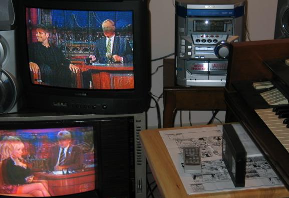 using two televisions for late night TV watching
