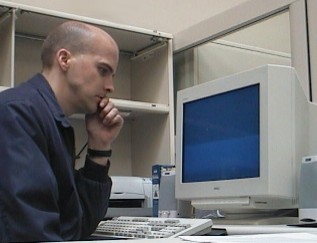 Brett in deep thought about programming (in July 2000)